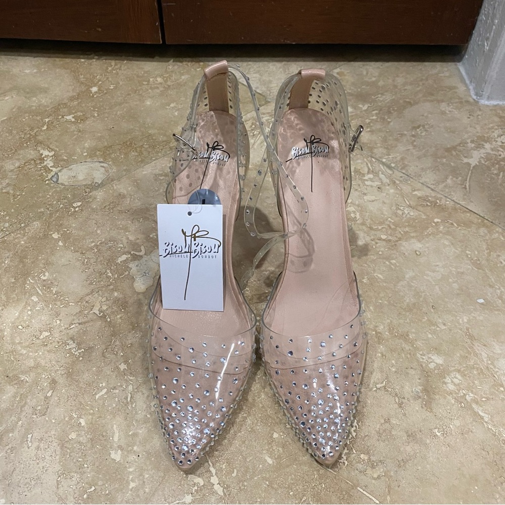 Bisou Bisou Clear Studded Heels Size 7